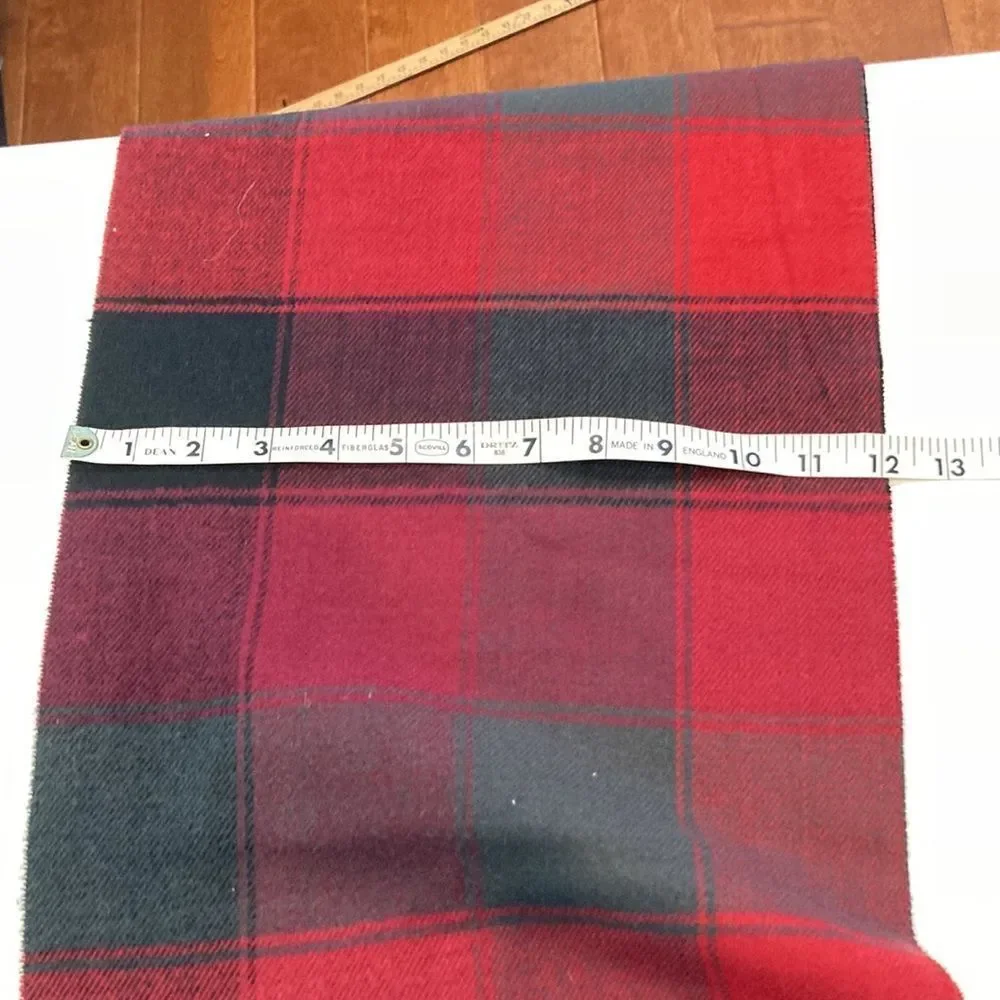 Red and green plaid hundred percent cashmere scarf made in Scotland